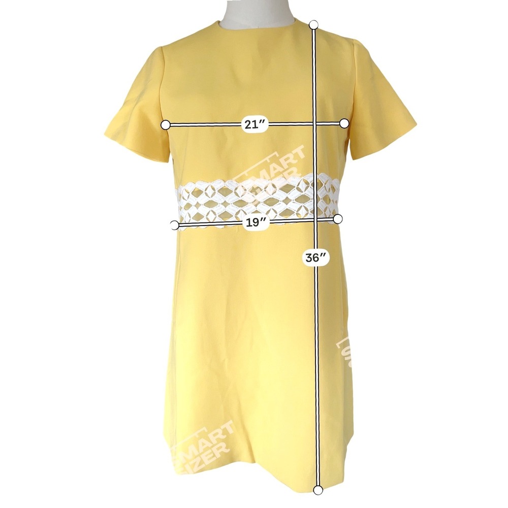 Womens Tuckernuck Canary‎ Mod Camelot Shift Dress L Aspen Yellow Lattice Trim  L - Picture 4 of 11